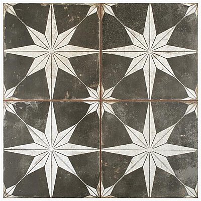 Kings Star Night Black and White 17-5/8" x 17-5/8" Ceramic Tile - Sold Per Case of 5 - 11.02 Square Feet Per Case