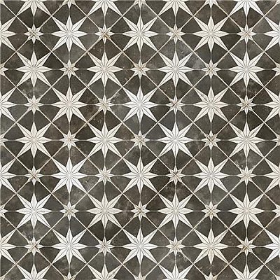 Kings Star Night Black and White 17-5/8" x 17-5/8" Ceramic Tile - Sold Per Case of 5 - 11.02 Square Feet Per Case