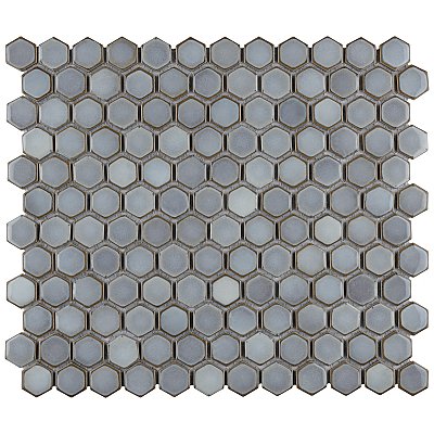 Hudson 1" Hex Grey Eye 11-7/8" x 13-1/4" Porcelain Mosaic Tile - Case of 10 Pieces - 11.2 Square Feet Per Case