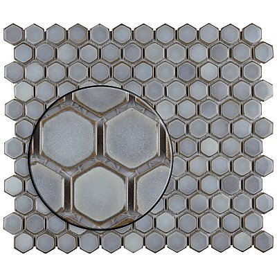 Hudson 1" Hex Grey Eye 11-7/8" x 13-1/4" Porcelain Mosaic Tile - Case of 10 Pieces - 11.2 Square Feet Per Case