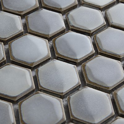 Hudson 1" Hex Grey Eye 11-7/8" x 13-1/4" Porcelain Mosaic Tile - Case of 10 Pieces - 11.2 Square Feet Per Case