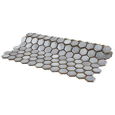 Hudson 1" Hex Grey Eye 11-7/8" x 13-1/4" Porcelain Mosaic Tile - Case of 10 Pieces - 11.2 Square Feet Per Case