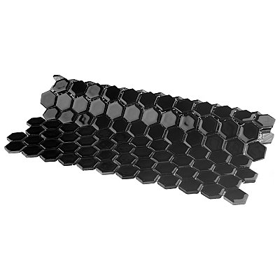 Hudson 1" Hex Glossy Black 11-7/8" x 13-1/4" Porcelain Mosaic Tile - Case of 10 Pieces - 11.2 Square Feet Per Case