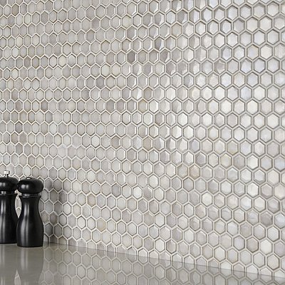 Hudson 1" Hex Dove Grey 11-7/8" x 13-1/4" Porcelain Mosaic Tile -10 Tiles Per Case - 11.2 Sq. Ft.