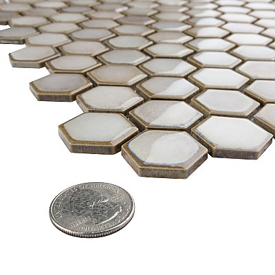 Hudson 1" Hex Dove Grey 11-7/8" x 13-1/4" Porcelain Mosaic Tile -10 Tiles Per Case - 11.2 Sq. Ft.