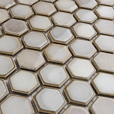 Hudson 1" Hex Dove Grey 11-7/8" x 13-1/4" Porcelain Mosaic Tile -10 Tiles Per Case - 11.2 Sq. Ft.
