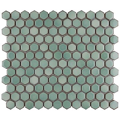 Hudson 1" Hex Mint Green 11-7/8" x 13-1/4" Porcelain Mosaic Tile - Case of 10 Pieces - 11.2 Square Feet Per Case