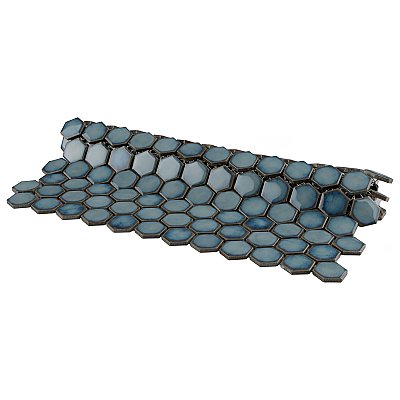 Hudson 1" Hex Marine Blue 11-7/8" x 13-1/4" Porcelain Mosaic Tile - Case of 10 Pieces - 11.2 Square Feet Per Case