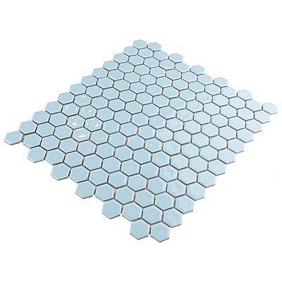 Hudson 1" Hex Cashmere Blue 11-7/8" x 13-1/4"  Porcelain Mosaic Tile -10 Tiles Per Case - 11.2 Sq. Ft.