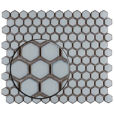 Hudson 1" Hex Silk White 11-7/8" x 13-1/4" Porcelain Mosaic Tile - Case of 10 Pieces - 11.2 Square Feet Per Case
