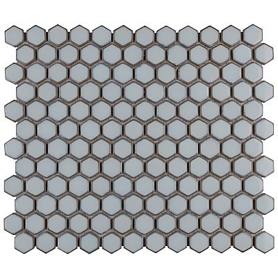 Hudson 1" Hex Silk White 11-7/8" x 13-1/4" Porcelain Mosaic Tile - Case of 10 Pieces - 11.2 Square Feet Per Case