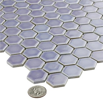Hudson 1" Hex Lavender 11-7/8" x 13-1/4" Porcelain Mosaic Tile - Case of 10 Pieces - 11.2 Square Feet Per Case