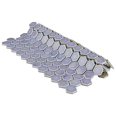 Hudson 1" Hex Lavender 11-7/8" x 13-1/4" Porcelain Mosaic Tile - Case of 10 Pieces - 11.2 Square Feet Per Case