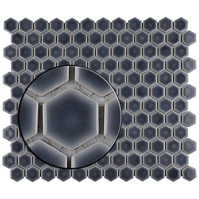 Hudson 1" Hex Storm Grey 11-7/8" x 13-1/4" Porcelain Mosaic Tile - Case of 10 Pieces - 11.2 Square Feet Per Case