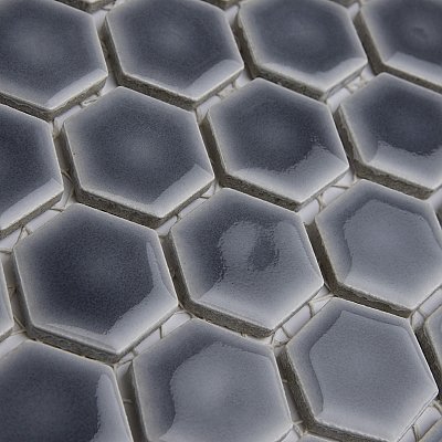 Hudson 1" Hex Storm Grey 11-7/8" x 13-1/4" Porcelain Mosaic Tile - Case of 10 Pieces - 11.2 Square Feet Per Case