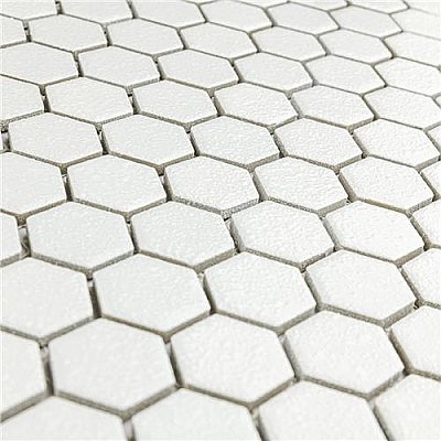 Hudson 1" Hex Crystalline White 11-7/8" x 13-1/4" Porcelain Mosaic Tile - Case of 10 Pieces - 11.2 Square Feet Per Case