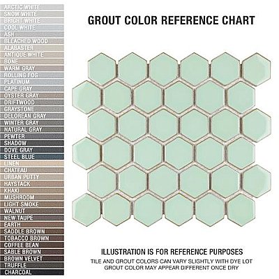Hudson Due 2" Hex Light Green 10-7/8" x 12-5/8" Porcelain Mosaic Tile -10 Sheets Per Case -9.7 Sq. Ft.