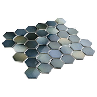 Hudson Due 2" Hex Atlantis 10-7/8" x 12-5/8" Porcelain Mosaic Tile -10 Sheets Per Case -9.7 Sq. Ft.