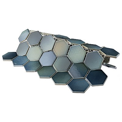 Hudson Due 2" Hex Atlantis 10-7/8" x 12-5/8" Porcelain Mosaic Tile -10 Sheets Per Case -9.7 Sq. Ft.