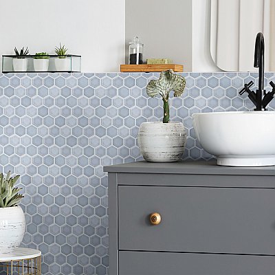 Hudson Due 2" Hex Slate 10-7/8" x 12-5/8" Porcelain Mosaic Tile - 10 Tiles Per Case - 10.0 Sq. Ft.