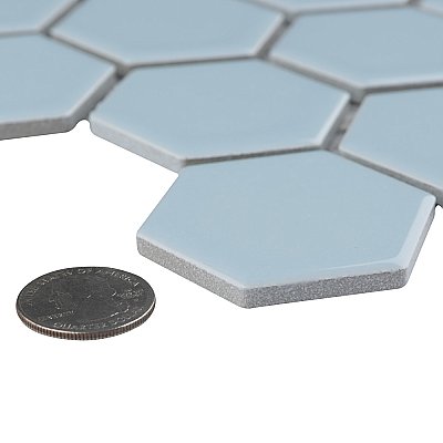 Hudson Due 2" Hex Cashmere Blue 10-7/8" x 12-5/8" Porcelain Mosaic Tile -10 Sheets Per Case -9.7 Sq. Ft.