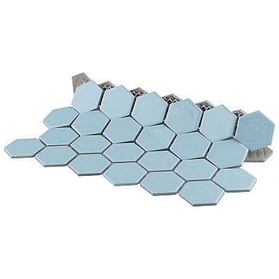 Hudson Due 2" Hex Cashmere Blue 10-7/8" x 12-5/8" Porcelain Mosaic Tile -10 Sheets Per Case -9.7 Sq. Ft.