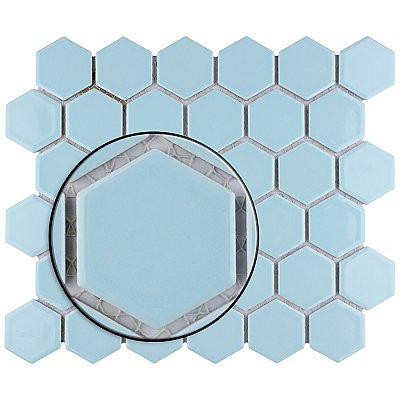 Hudson Due 2" Hex Cashmere Blue 10-7/8" x 12-5/8" Porcelain Mosaic Tile -10 Sheets Per Case -9.7 Sq. Ft.
