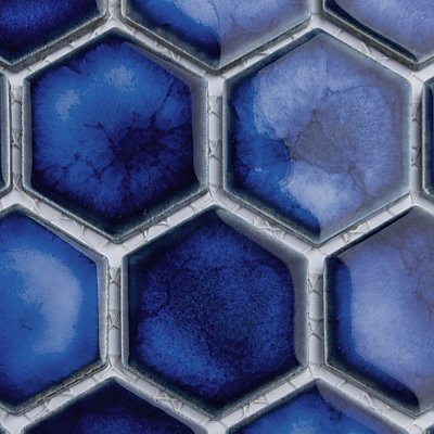 Hudson Due 2" Hex Glossy Sapphire 10-7/8" x 12-5/8" Porcelain Mosaic Tile - 8 Pieces Per Case - 15.44 Sq. Ft. Per Case