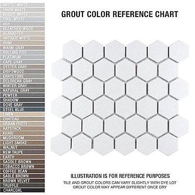 Hudson Due 2" Hex Crystalline White 10-7/8" x 12-5/8" Porcelain Mosaic Tile -10 Sheets Per Case -9.7 Sq. Ft.