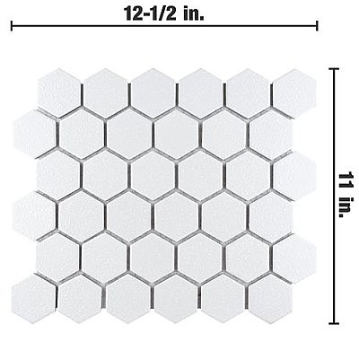 Hudson Due 2" Hex Crystalline White 10-7/8" x 12-5/8" Porcelain Mosaic Tile -10 Sheets Per Case -9.7 Sq. Ft.