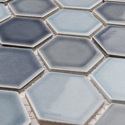 Hudson Due 2" Hex Stillwater 10-7/8" x 12-5/8" Porcelain Mosaic Tile - 10 Tiles Per Case - 10.0 Sq. Ft.
