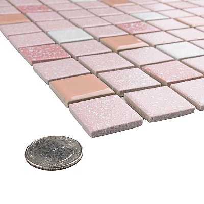 Crystalline Straight Edge Square Pink 12" x 12" Porcelain Mosaic Tile -10 Sheets Per Case -30.6 Sq. Ft.