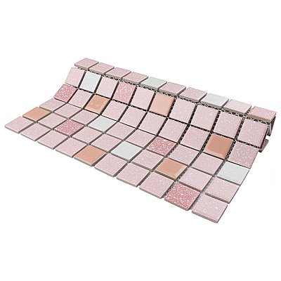 Crystalline Straight Edge Square Pink 12" x 12" Porcelain Mosaic Tile -10 Sheets Per Case -30.6 Sq. Ft.