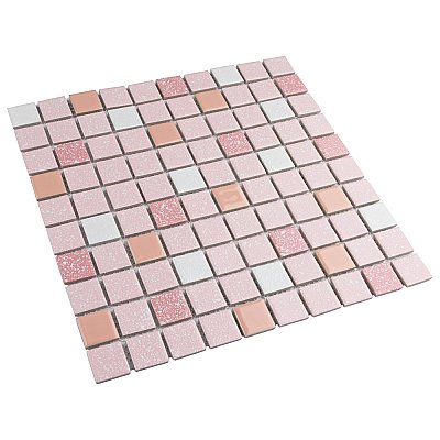 Crystalline Straight Edge Square Pink 12" x 12" Porcelain Mosaic Tile -10 Sheets Per Case -30.6 Sq. Ft.