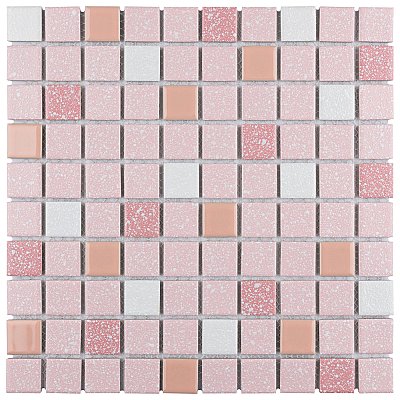 Crystalline Straight Edge Square Pink 12" x 12" Porcelain Mosaic Tile -10 Sheets Per Case -30.6 Sq. Ft.