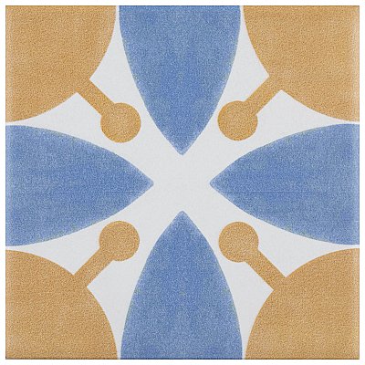 Revival Leaf Mini 4" x 4" Ceramic Tile - White, Orange, Blue - Per Case of 81 - 9.72 Square Feet