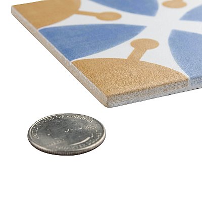 Revival Leaf Mini 4" x 4" Ceramic Tile - White, Orange, Blue - Per Case of 81 - 9.72 Square Feet