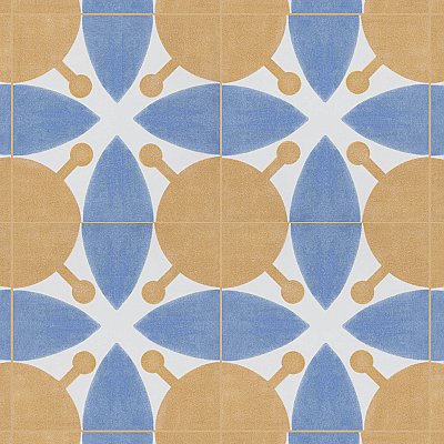 Revival Leaf Mini 4" x 4" Ceramic Tile - White, Orange, Blue - Per Case of 81 - 9.72 Square Feet