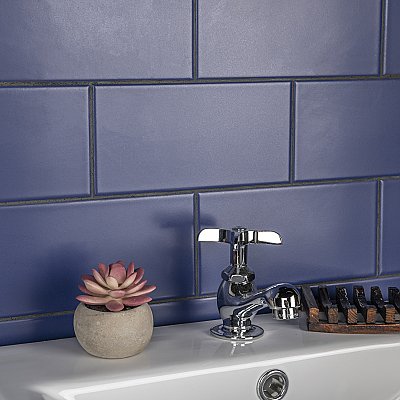 Projectos Royal Blue 3-7/8"x 7-3/4" Ceramic Tile - Per Case of 50 Pieces - 11 Sq. Ft.