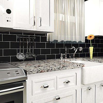Projectos Preto Black Matte 3-7/8" x 7-3/4" Ceramic Tile - Sold Per Case of 50 - 11.46 Square Feet