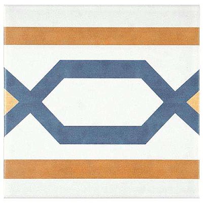 Revival Frame 7-3/4" x 7-3/4" Ceramic Tile - White, Orange, Blue - Per Case of 25 Tile - 10.50 Square Feet