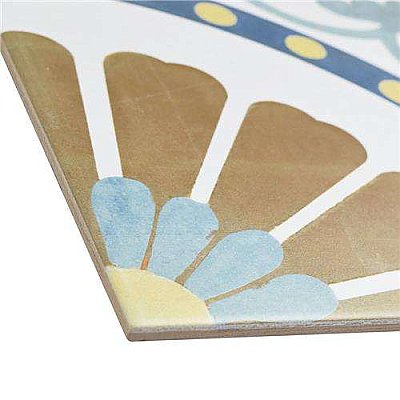 Revival Ring 7-3/4" x 7-3/4" Ceramic  Tile - White, Blue, Green, Brown - Per Case of 25 Tile - 10.50 Square Feet