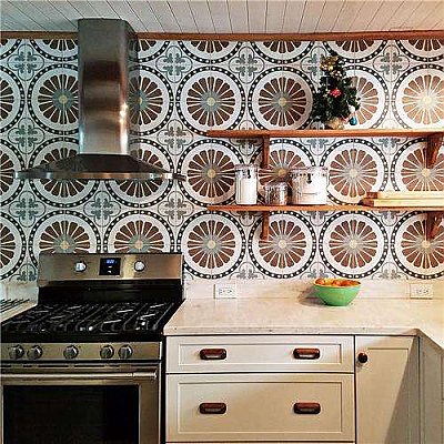 Revival Ring 7-3/4" x 7-3/4" Ceramic  Tile - White, Blue, Green, Brown - Per Case of 25 Tile - 10.50 Square Feet