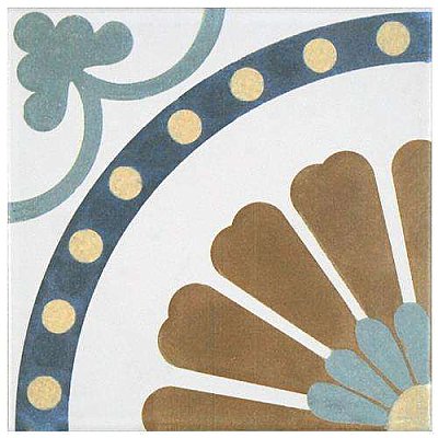 Revival Ring 7-3/4" x 7-3/4" Ceramic  Tile - White, Blue, Green, Brown - Per Case of 25 Tile - 10.50 Square Feet