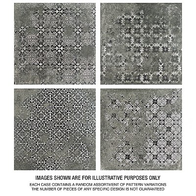 Antigua Deco Graphite 13" x 13" Porcelain Floor & Wall Tile - Sold Per Case of 9 - 10.8 Sq. Ft.