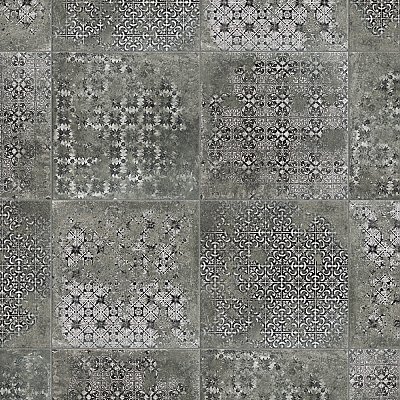 Antigua Deco Graphite 13" x 13" Porcelain Floor & Wall Tile - Sold Per Case of 9 - 10.8 Sq. Ft.