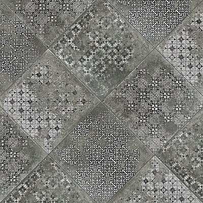 Antigua Deco Graphite 13" x 13" Porcelain Floor & Wall Tile - Sold Per Case of 9 - 10.8 Sq. Ft.