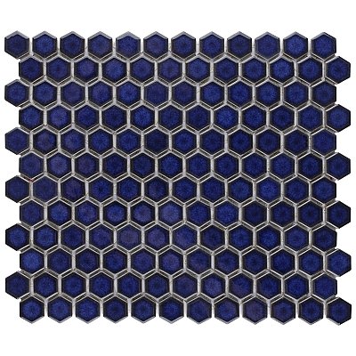 Tribeca 1" Hex Glossy Cobalt Blue Porcelain Mosaic Tile - Sold Per Case of 10 Sheets - 8.65 Square Feet Per Case