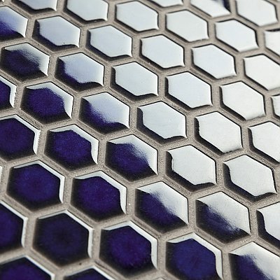 Tribeca 1" Hex Glossy Cobalt Blue Porcelain Mosaic Tile - Sold Per Case of 10 Sheets - 8.65 Square Feet Per Case