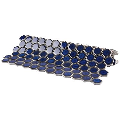 Tribeca 1" Hex Glossy Cobalt Blue Porcelain Mosaic Tile - Sold Per Case of 10 Sheets - 8.65 Square Feet Per Case